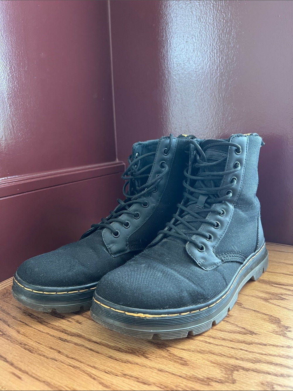 Dr. Martens Black Canvas Lace-Up Combat Boots
